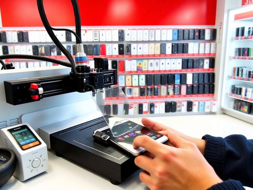 ProtectionPro screen protector cutting machine and phone accessories at Dr. Mobile ProFix Edmonton